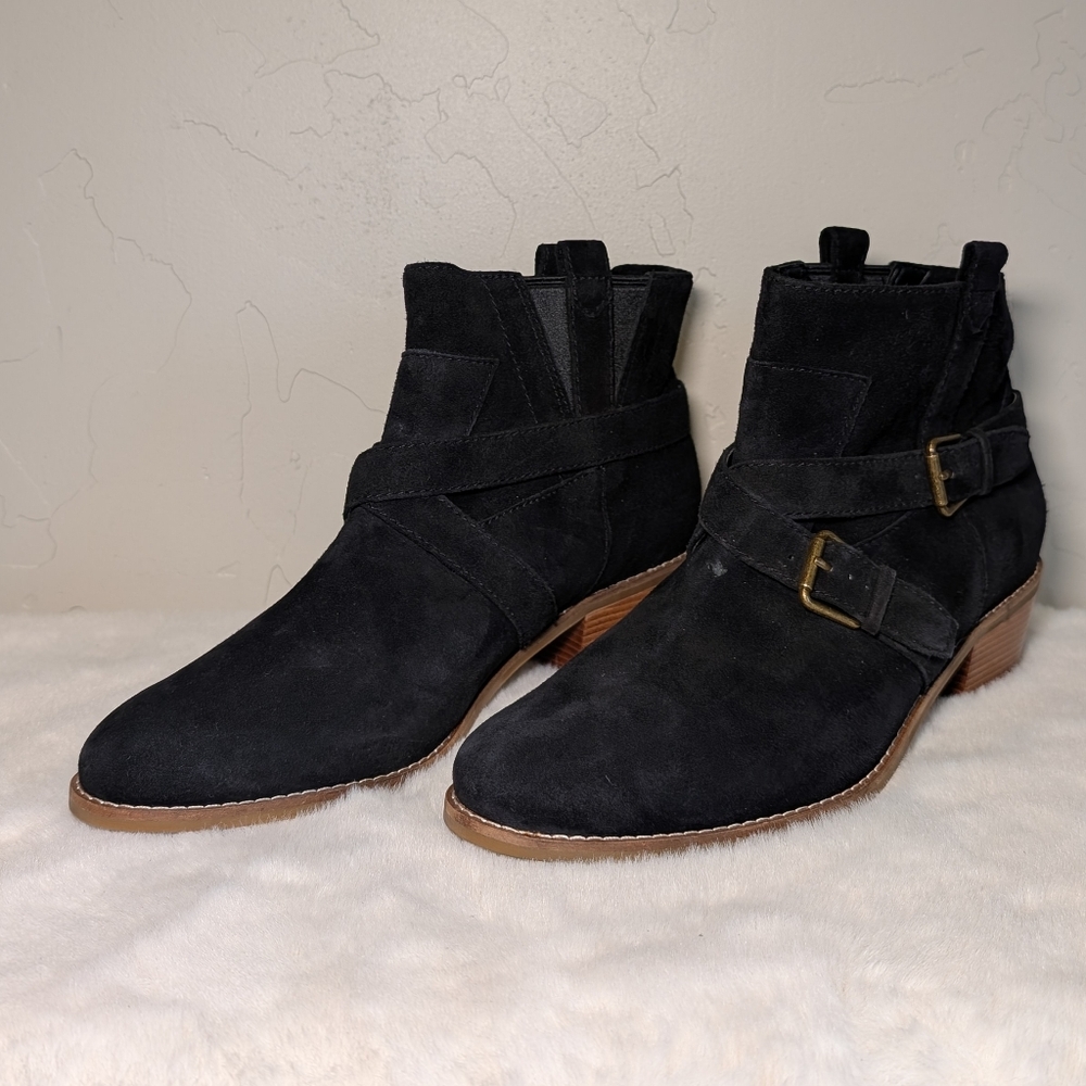 Cole Haan Jensynn Black Suede Ankle Boots | Women’s 9 | 2″ Block Heel | New